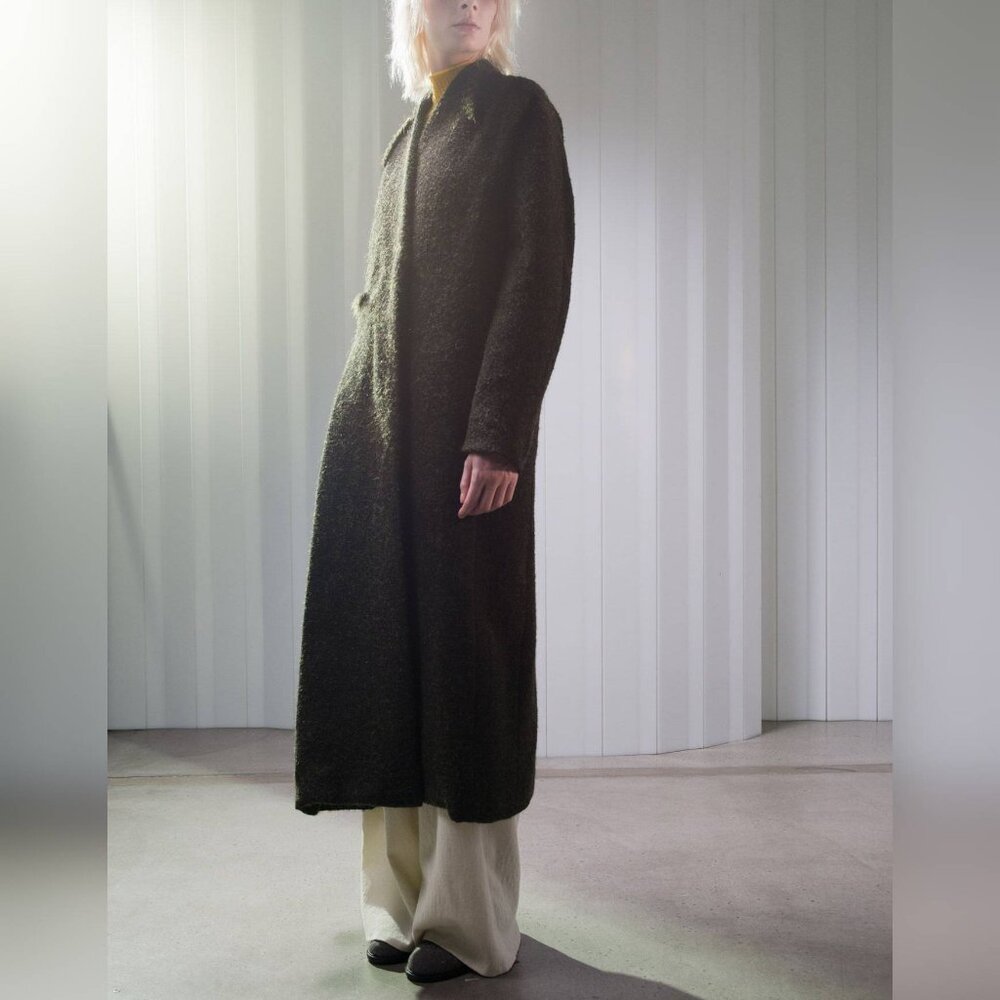 Damir Doma PF15 Green Wool-Blend Fringe-Trim Coat